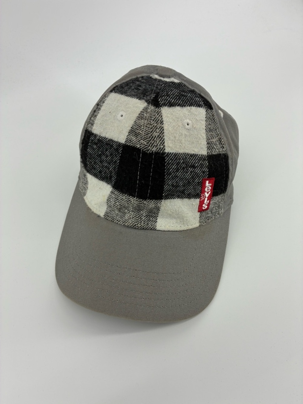 YOUTH Vintage Levi's Plaid Panel Baseball Cap - Gray/Black/White